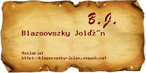 Blazsovszky Jolán névjegykártya
