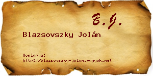 Blazsovszky Jolán névjegykártya